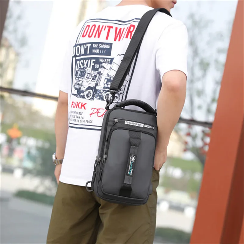 Multifunction Crossbody Bag Men USB Charging Chest Pack Short Trip Messengers Chest Bag Waterproof Large Capacity Shoulder Bag