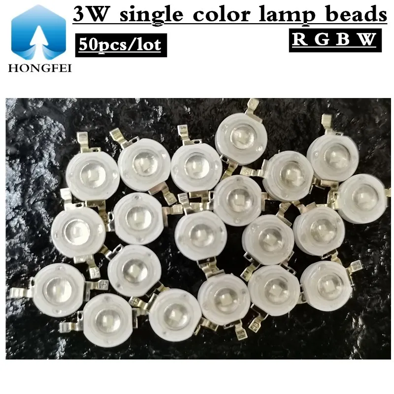 50PCS/ R G B W high brightness 3W led lamp beads, stage light source