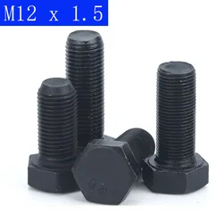 M12 x 1.5   ( 12mm ) Fine Pitch Hex Cap Bolts / Screws, 8.8 Alloy Steel Thread Metric Tap DIN 933 ISO 4017