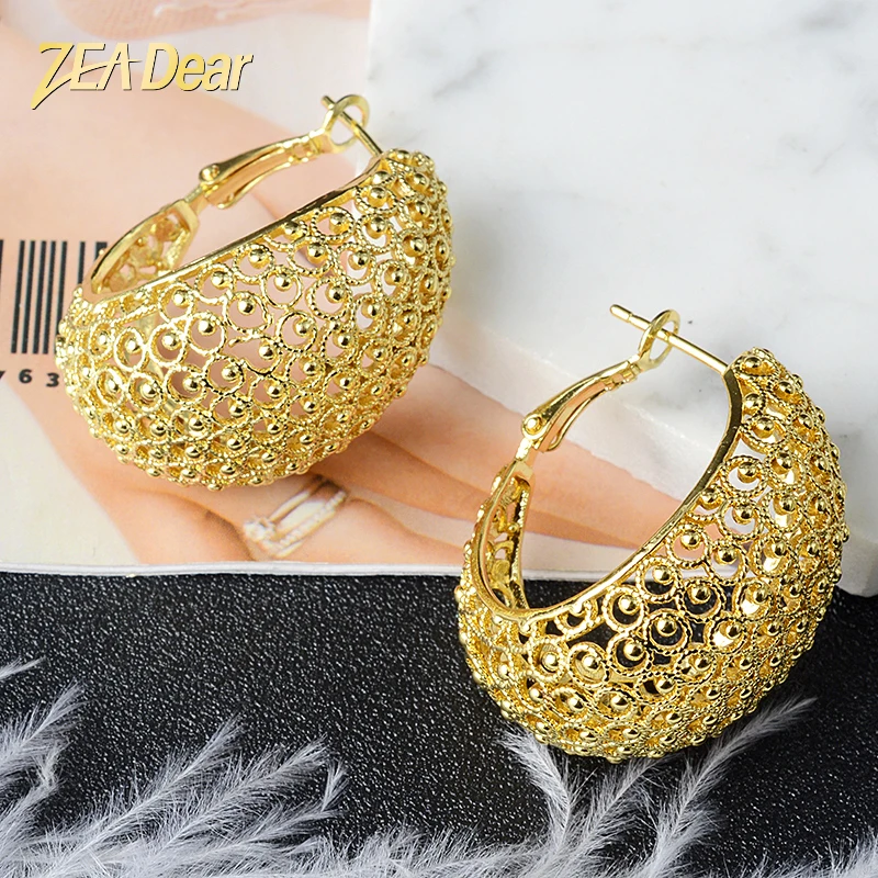 

Zea dear Jewelry Fashion Copper Clip Big Earrings For Women Luxury Romantic For Wedding Party Anniversary Trendy Earrings