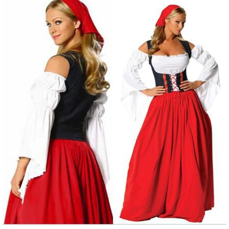 Women Germany Oktoberfest Costume Traditional Bavarian Beer Dirndl Outfit Wench Beer Maid Fantasia Fancy Dress 6xl