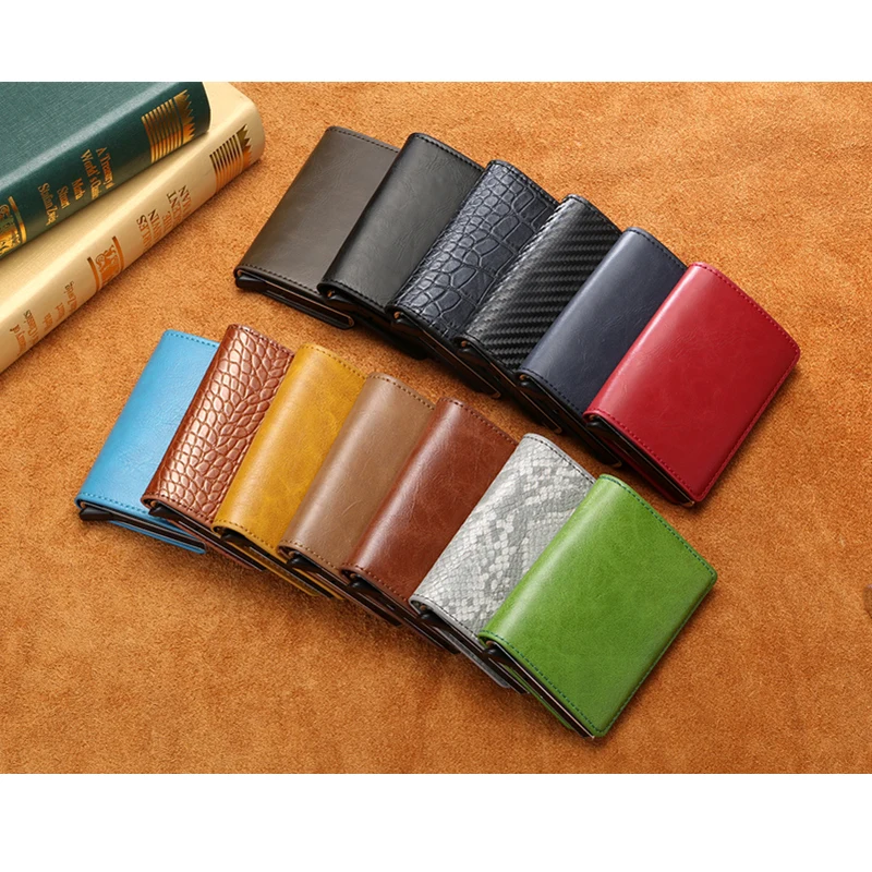 Custom Card Holder Men Wallets Rfid Black Carbon Fiber Leather Minimalist Wallet Men Woman Gifts Personalized Carteira Masculina