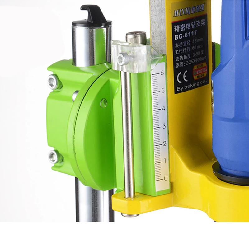 Miniq BG6117 Bankje Boor Stand/Druk Mini Elektrische Boor Carrier Beugel 90 Graden Roterende Vaste Frame Werkbank Klem
