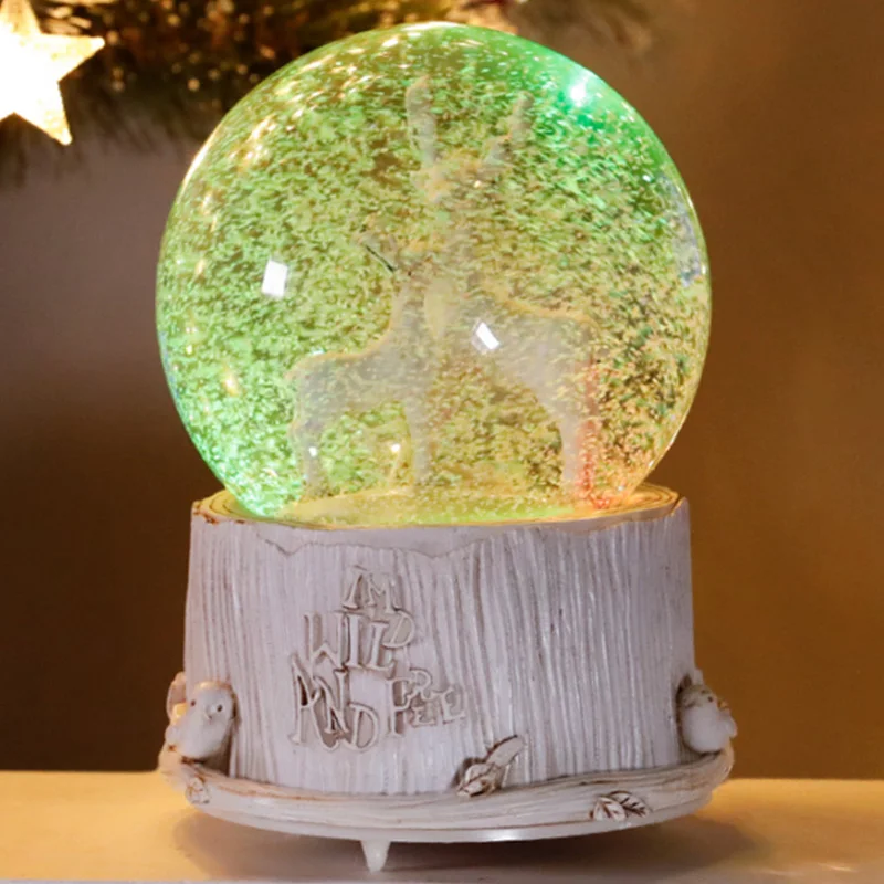 Music Crystal Ball Music Box Ornament Snowflake Christmas Gift Music Night Light Girl Birthday Gift Desk Accessories