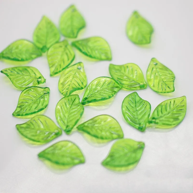 100Pcs 17x11mm Green Leaf Acrylic Plastic Pendants Beads For DIY Jewelry  Necklace Bracelet Earring  Accessories Making