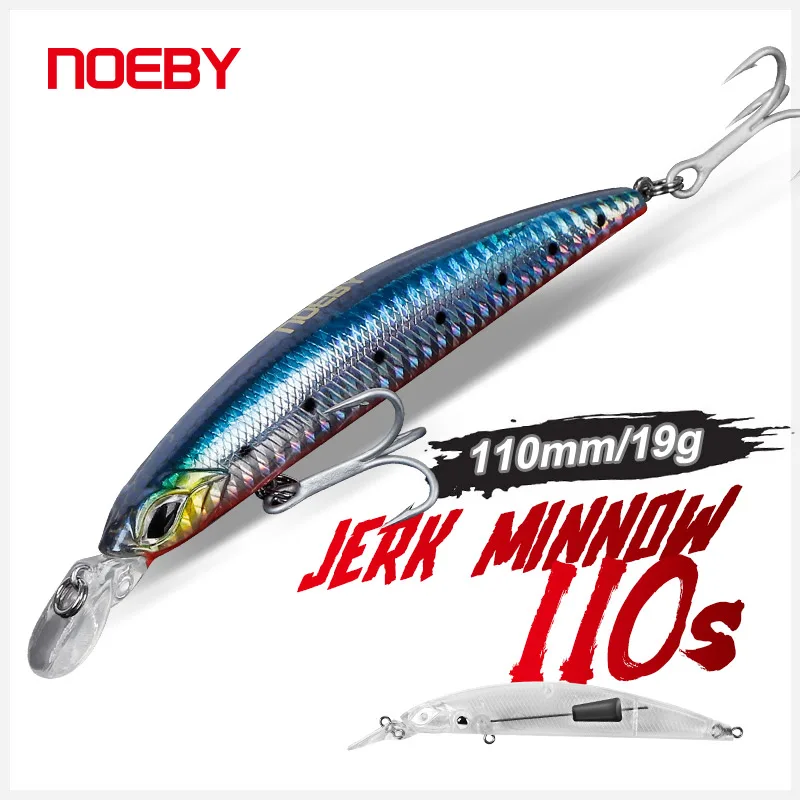 NOEBY Minnow Bait 110mm 19g Sinking 0.8-1.5m Long Casting Fishing Lure Pesca Artificial Bait Peche Saltwater Bass Pike Wobbler