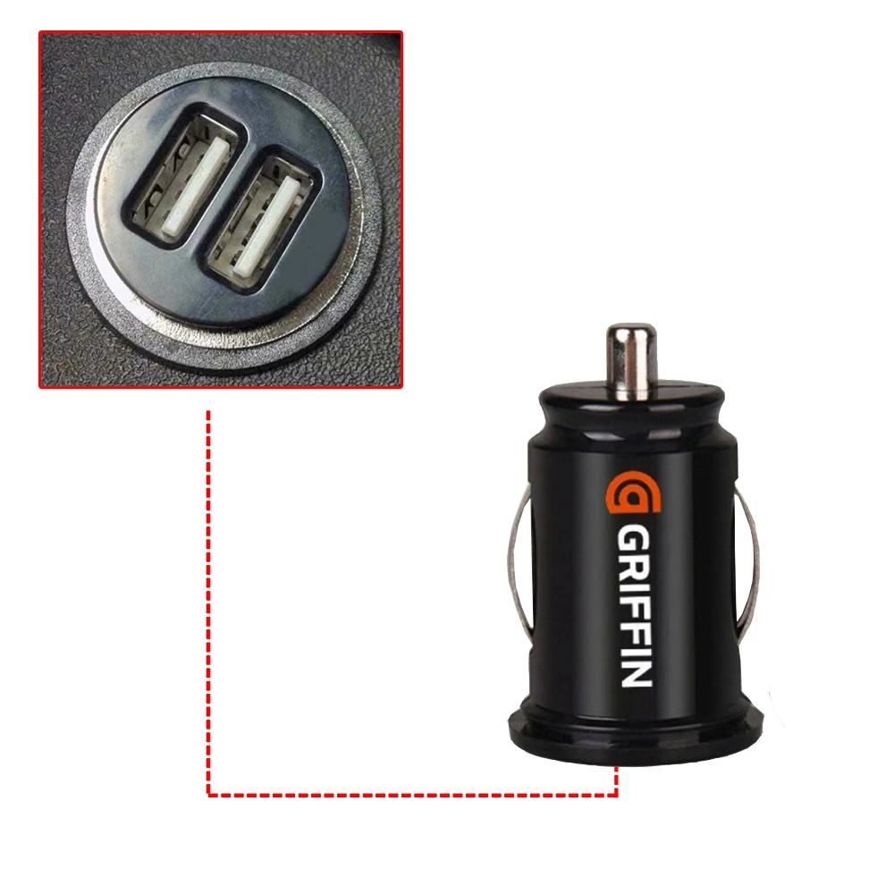 1pcs Dual USB Car Charger 1A Fast Charing 2 Port 5V Cigarette Socket Lighter Car USB-C Charger For iPhone 12 Power Adapter