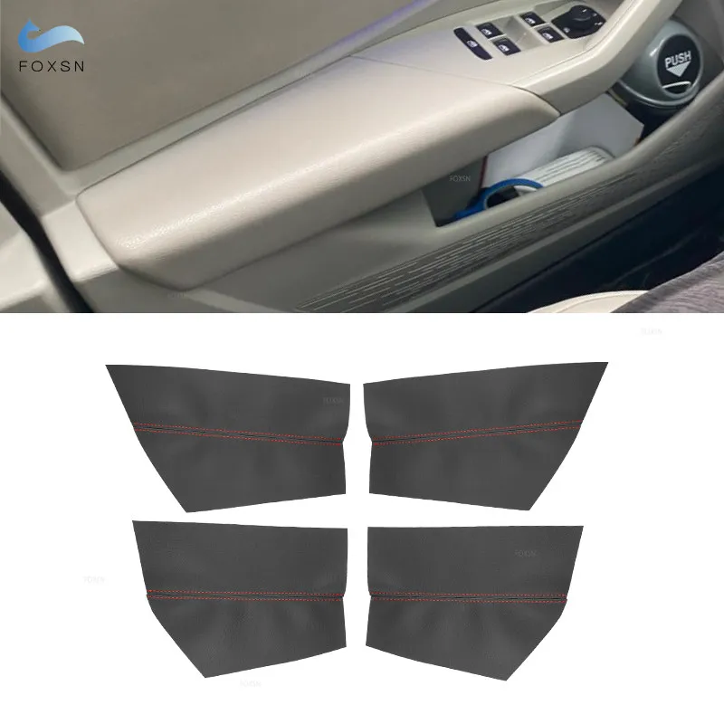 For VW Jetta 2019 Microfiber Leather Car Interior Door Armrest Panel Cover Protective Trim