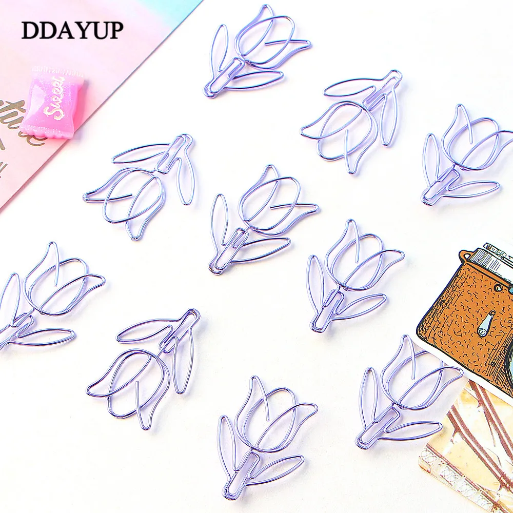 12Pcs/lot Tulip Bookmark Planner Paper Clip Material Escolar Bookmarks for Book Stationery School Supplies