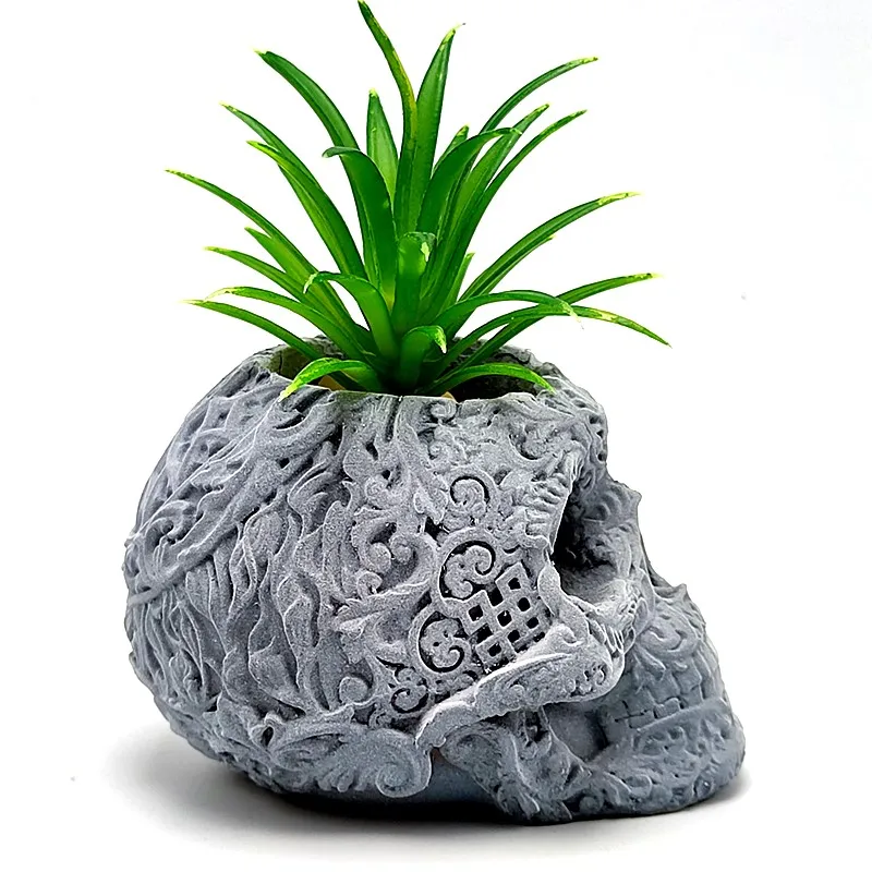 Premium Exquisite Skull Vase Silicone Mold - Versatile DIY Concrete Resin Plaster Flower Pot Interior Decor Tool
