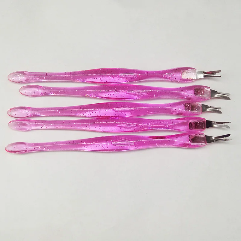 5Pcs Cosmetic Nail Art Tool Dead Skin Fork Trimmer Peeling Knife Cuticle Remover Salon Cuticle Pusher Pink Color