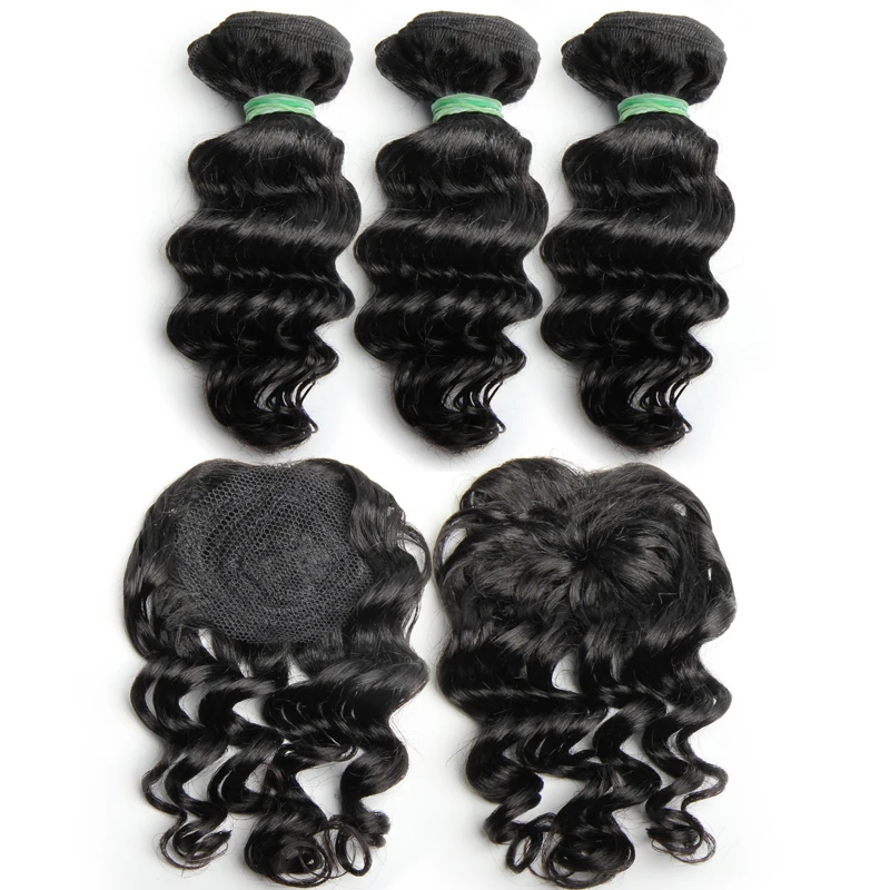 Brazilian Body Wave Hair 3 bundles With Closure 8inch Remy Human Hair Extensions Human Hair Bundles With Closure Natural Color