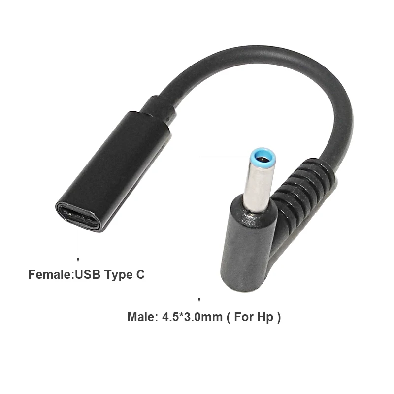 USB Type C to 4.5*3.0mm DC Power Jack Connector Cable Cord for Hp Elitebook 840-G3 820-G4 840-G5 ProBook 650 G2 G3 G4 G5