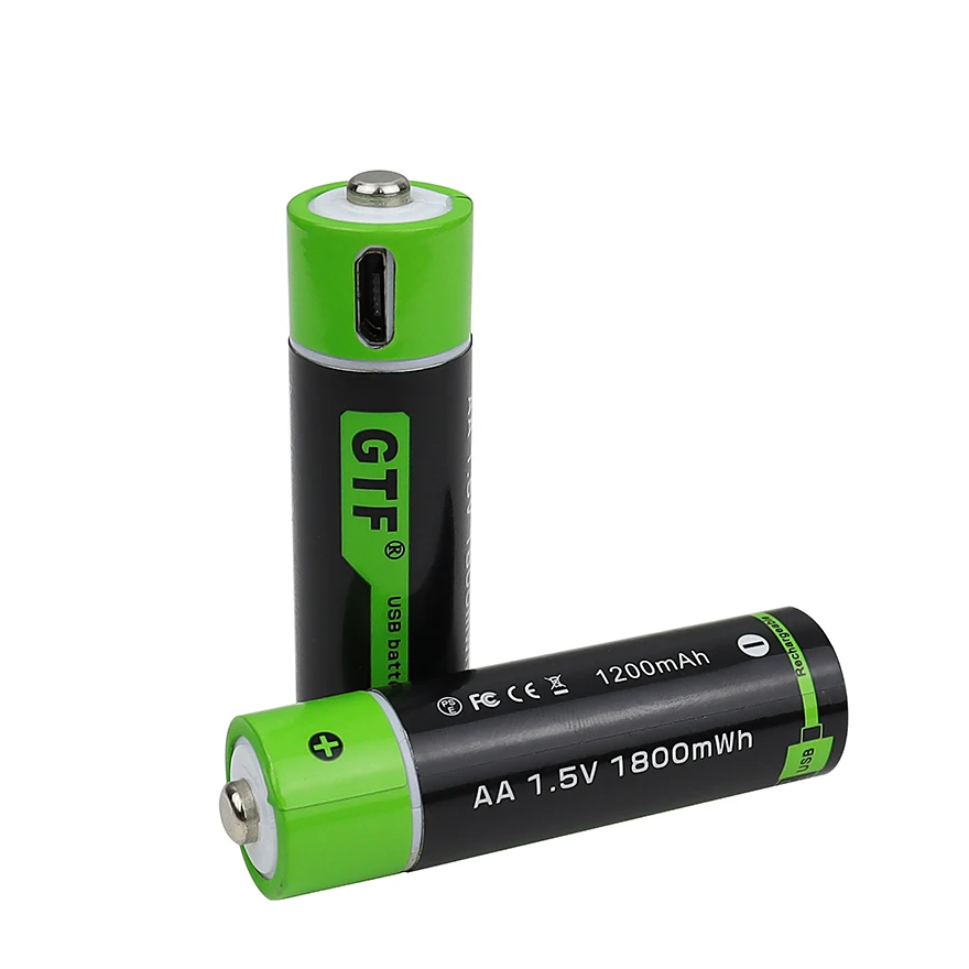 Original 1.5V AA Battery 1800mwh USB AA Rechargeable Lithium Battery 1200mah 14500 AA for Toys MP3 Player Thermometer Keyboard