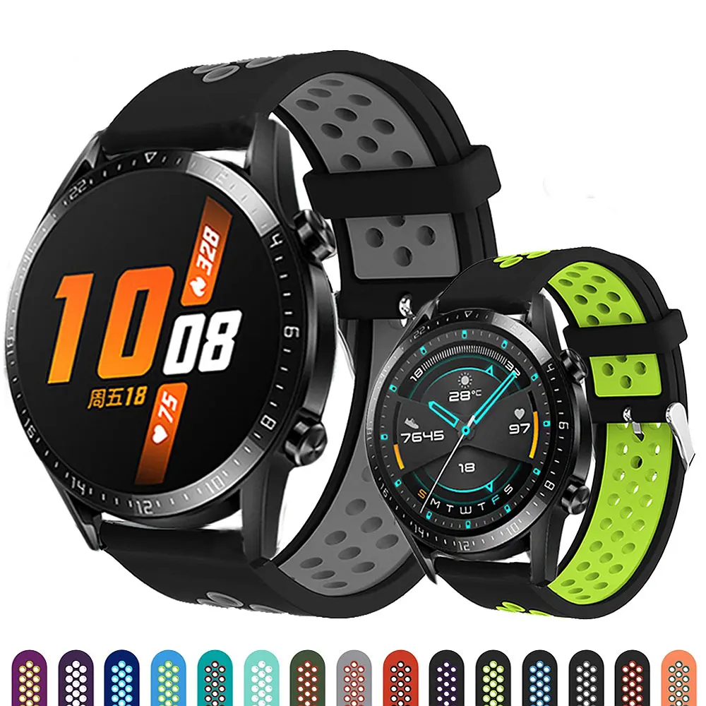 22MM Silicone Strap For Huawei Watch GT/GT2 46MM Honor Magic 2 Smart Band Bracelet Straps For TicWatch Pro 2020 Wristband Correa