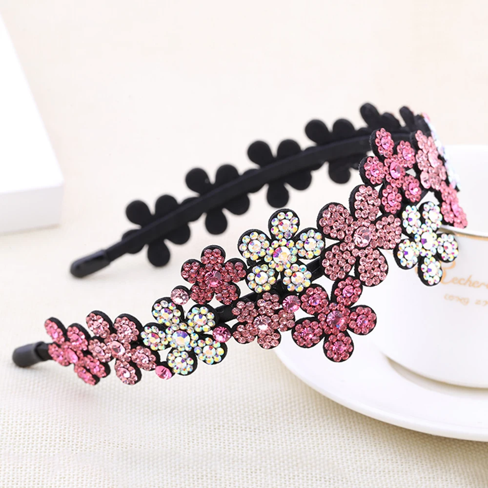 Retro Women Flower Headband Luxury Czech Crystal Non-slip Border Girl Hairpin Ms Fancy Hair Accessiftsories Hairband