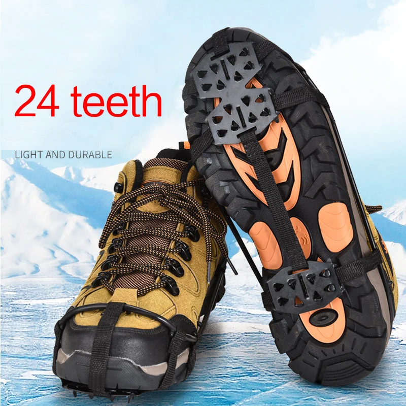 24 denti Ice Gripper per scarpe donna uomo ramponi Ice Gripper Spike Grips tacchetti per Snow Climbing escursionismo fugliesc