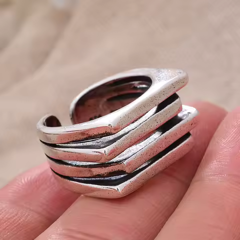 New Arrival Fashion Irregular Shape Thai Silver Unisex Ring Original Jewelry For Women Men Cheap Gift