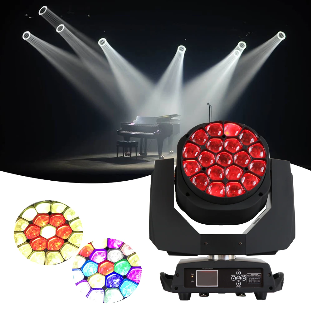 19*15W RGBW 4IN1 LED Pixel Control DJ Event Light with Moving Heads Big Bee Eyes Beam Effect for Stage Disco Party Lighting