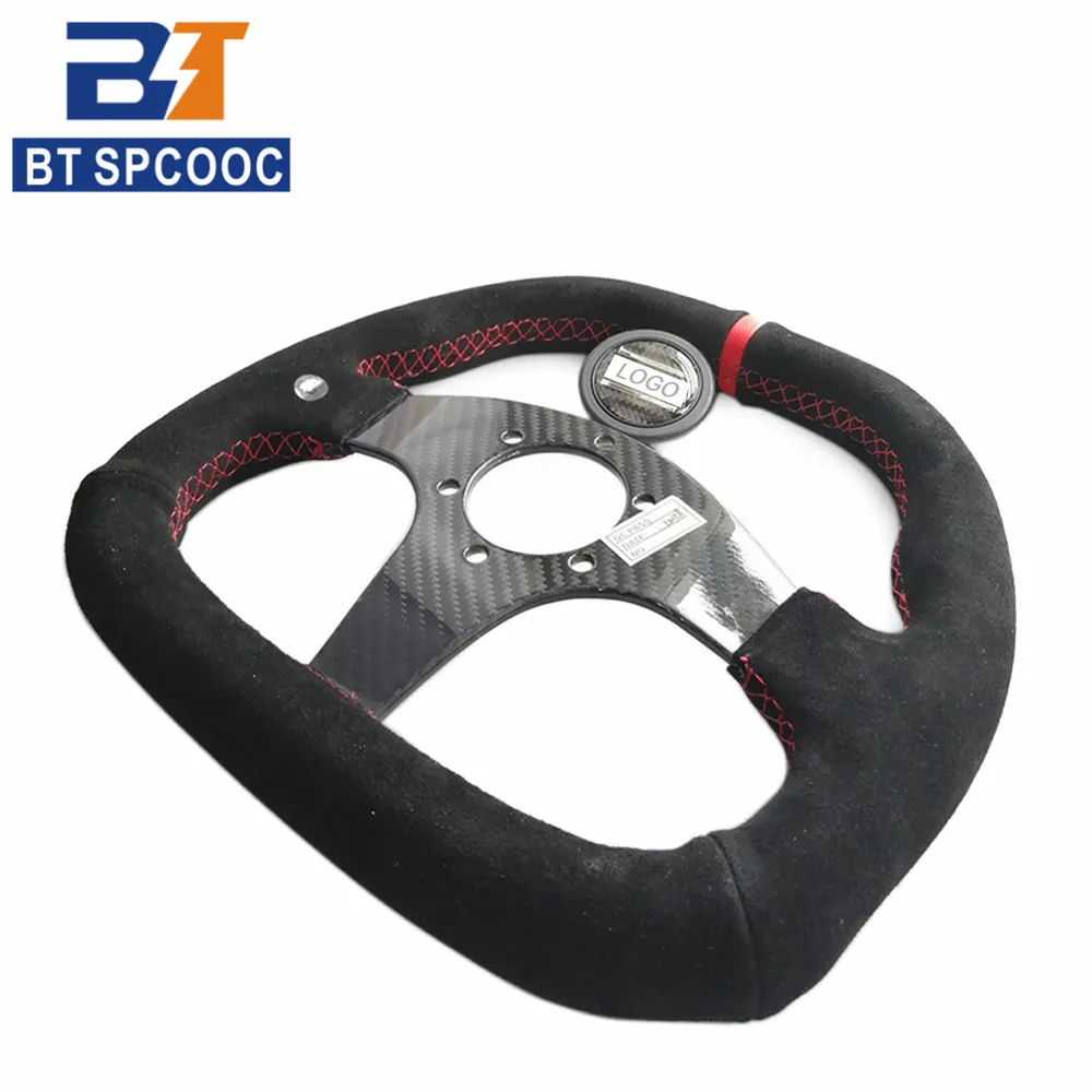 Carbon Fiber Suede Steering Wheel 13inch 310mm Car Racing Drift Sport Steering Wheel Universal  With OM-Horn Button PCD70MM Red