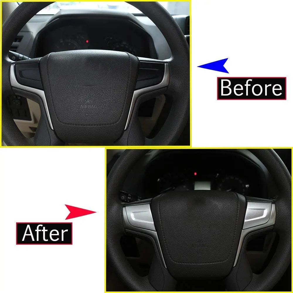 

Отделка рулевого колеса из АБС-пластика, автомобильные аксессуары, матовое серебро для Toyota Land Cruiser Prado FJ150 150 LC150 2010-2018