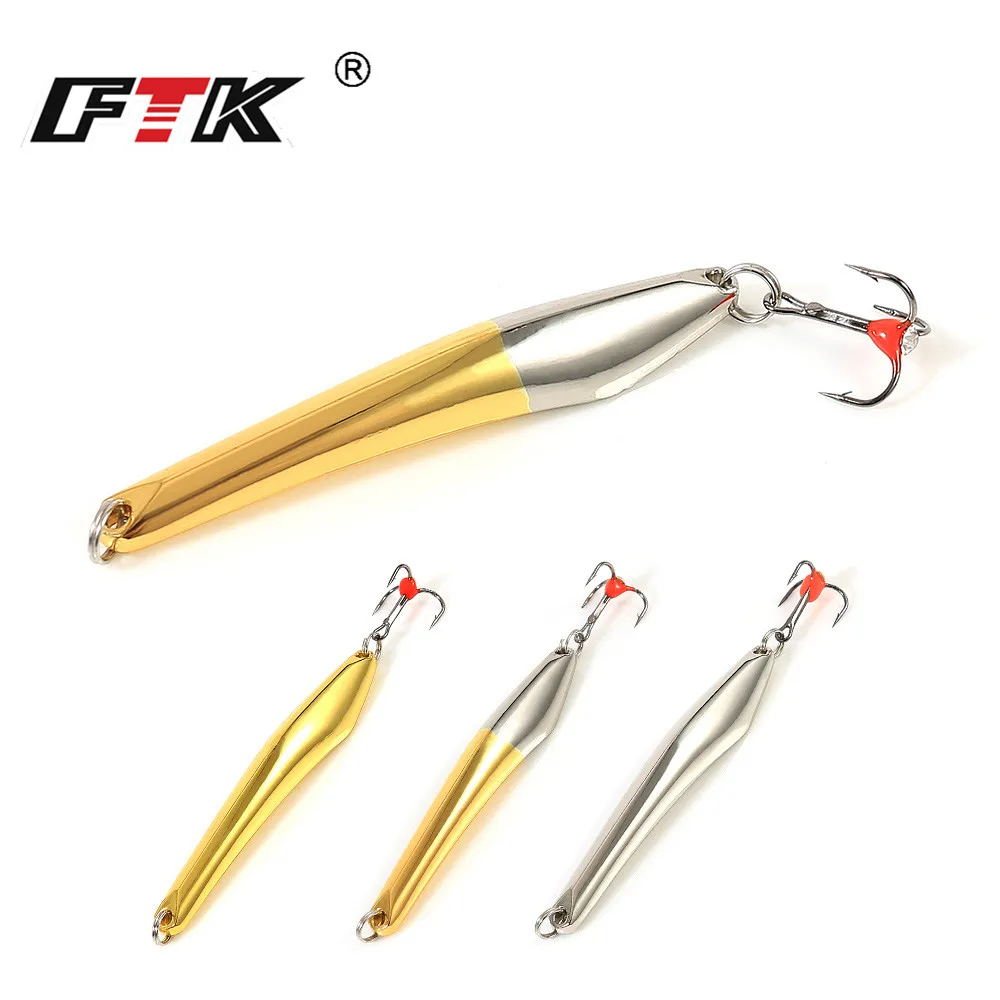FTK Cuchara wobbler para pesca en hielo – Aluminio con triple anzuelo - imagen 3