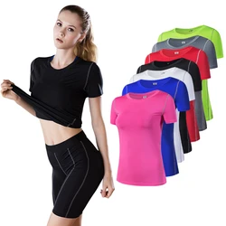 Kadınlar için 2023 Yoga üst hızlı kuru spor gömlek kadın Yoga pantolonu üst spor gömlek Yoga koşu t-shirt kadın spor üst