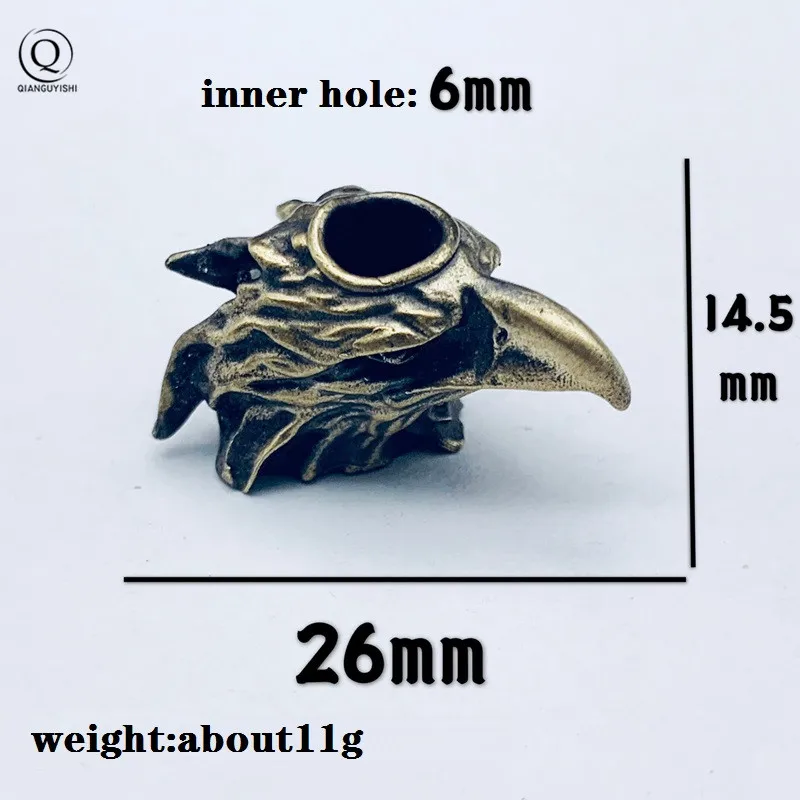 Legendary Beast Eagle Brass Knife Beads Lanyard Pendant Paracord Charm Metal Eagle Mouth DIY EDC Keychains Accessories Jewelry