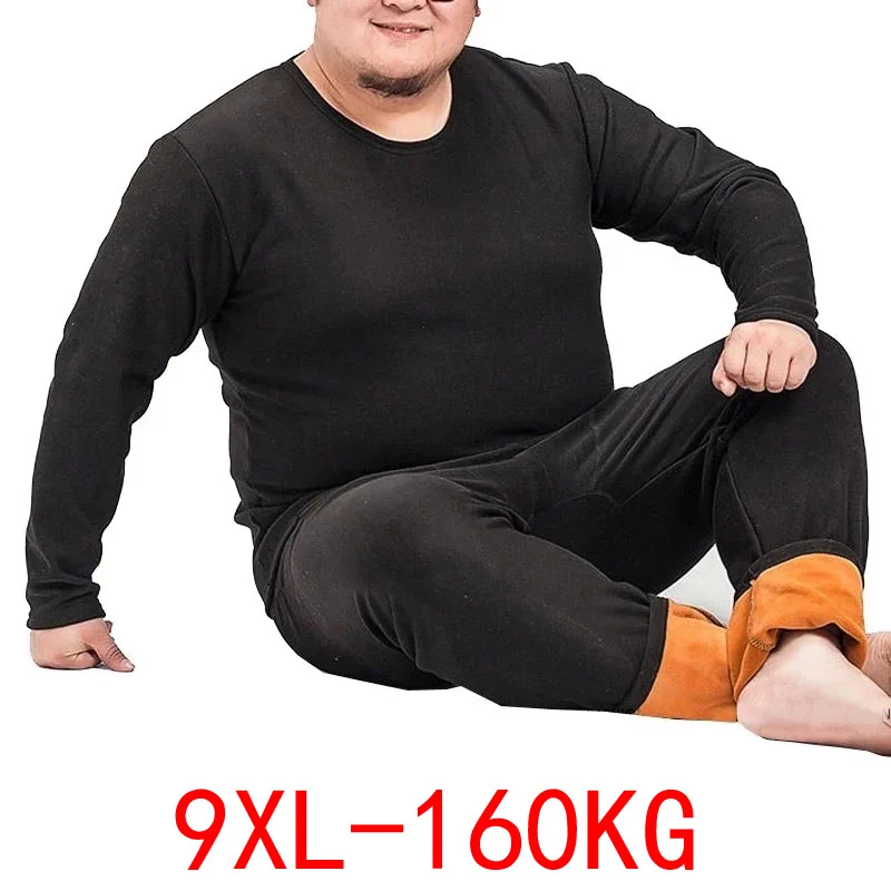 

Winter thermal underwear 2XL 5XL 6XL 7XL 8XL 9XL Plus size Fleece large size men long johns loose elasticity homewear nightwear