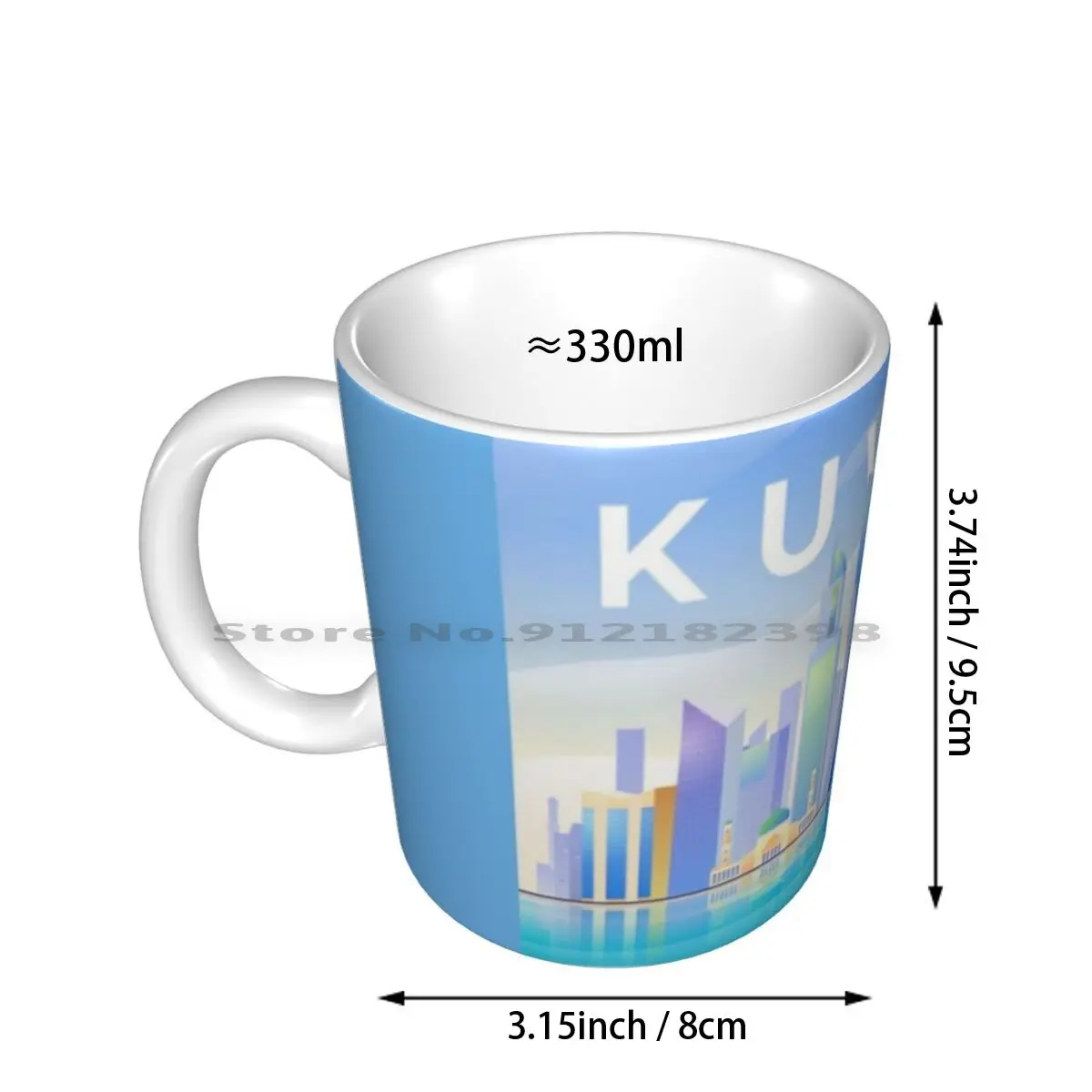 Colorful Kuwait Skyline Ceramic Mugs Coffee Cups Milk Tea Mug Kuwait Skyline City Colorful Cityscape Landmark Abstract