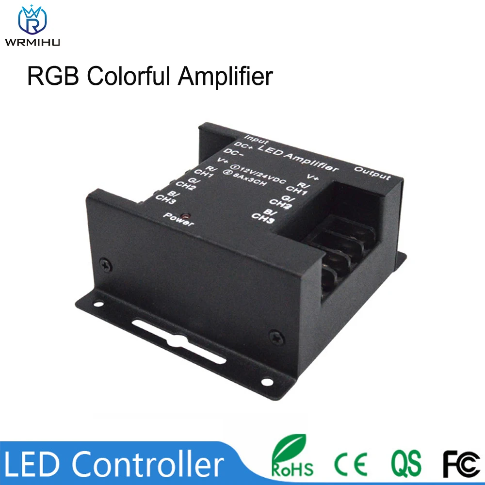 

Усилитель RGB в железном корпусе, светодиодный, 3 канала, DC12-24V, 8Ax