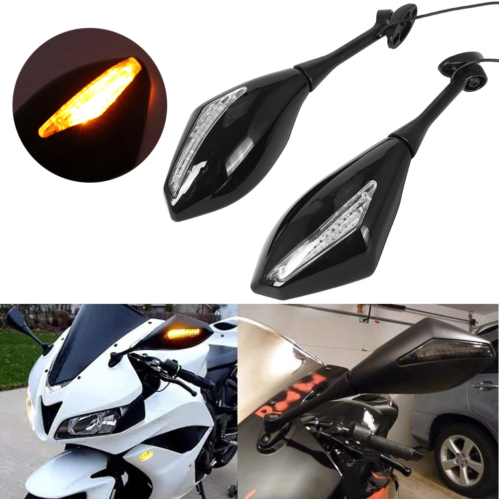 Motorcycle LED Turn Signals Rearview Sport Bike Mirrors for For Honda CBR 600 900 1000 RR CBR300R CBR500R CBR250R