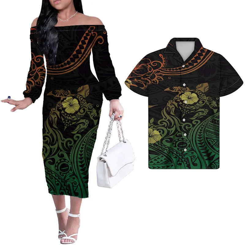 

Hycool Woman Dress Polynesian Hawaii Flower Sea Turtle Print Female Clothing Casual Sexy Party Boho Dress Wholesale Customized