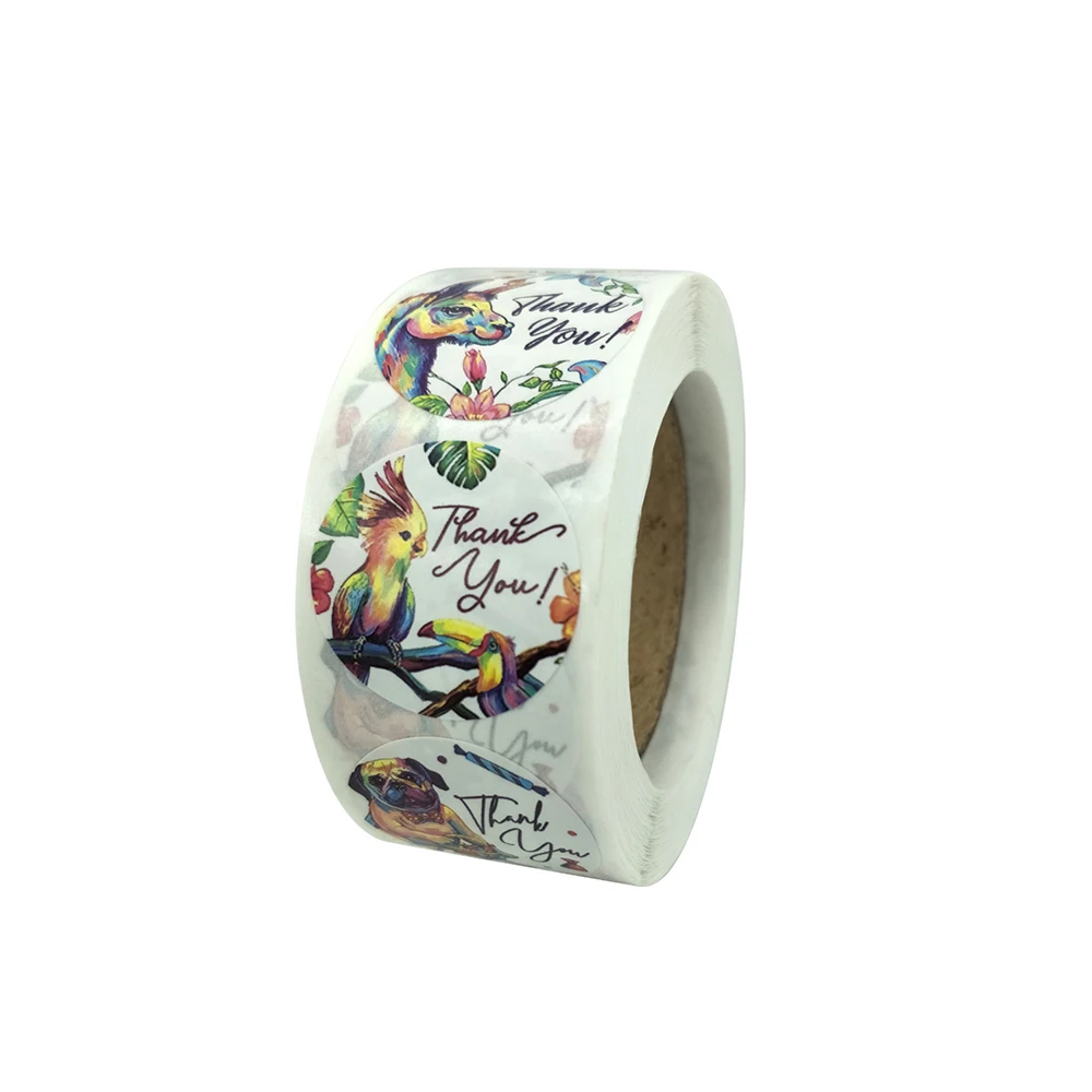 500pcs Cute Thank You Sticker 2.5cm Watercolor Animal Label Packaging Sealing Decoration Stationery Sticker