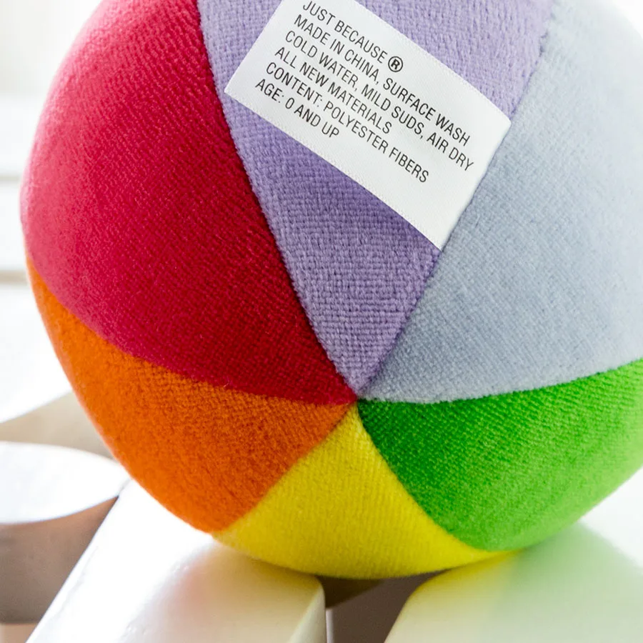 Juguete de peluche de aprendizaje y educación para bebé, bola colorida grande con campana, tamaño grande de 0 a 1 año, 20cm