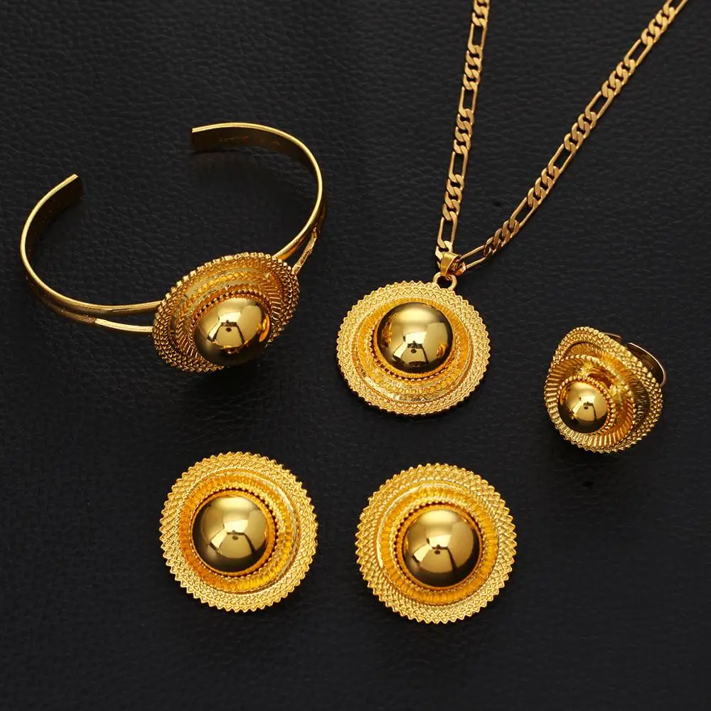 Ethiopian Wedding Gold Color Ethnic Habesha Traditional Festival Africa Women\'s Jewelry Sets