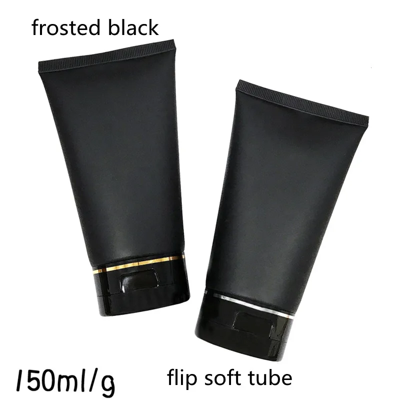 

New150ml Empty Soft Tubes,Matte Black Facial Cleanser Hose tube, Ointment Squeeze Cosmetic Container With Flip /Screw Cap