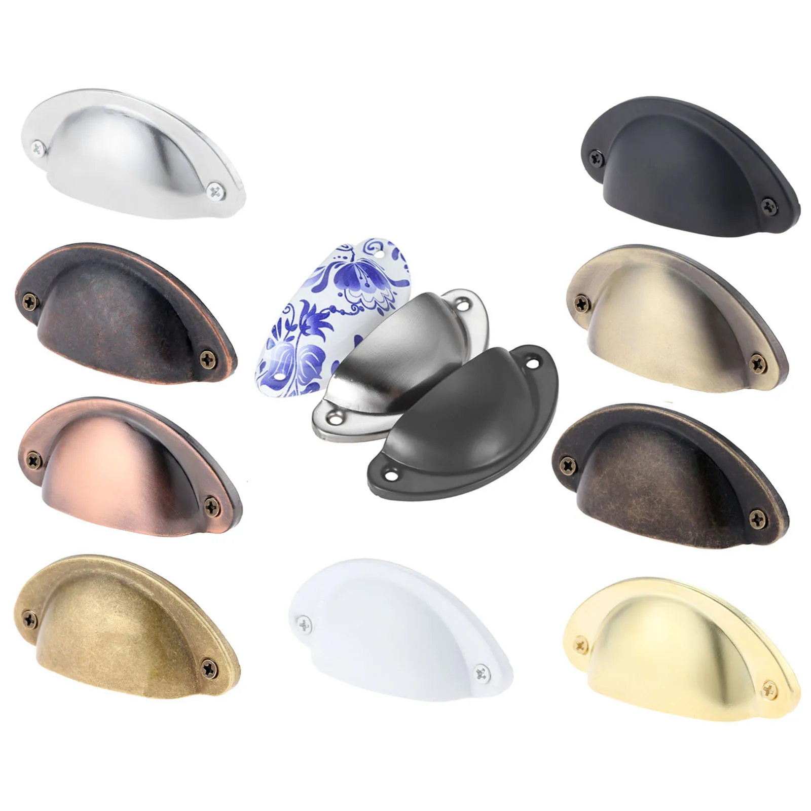 Dreld 1 peça 65mm concha de latão antiga puxador retrô de metal para móveis puxador para armários cozinha gaveta móveis botões de metal