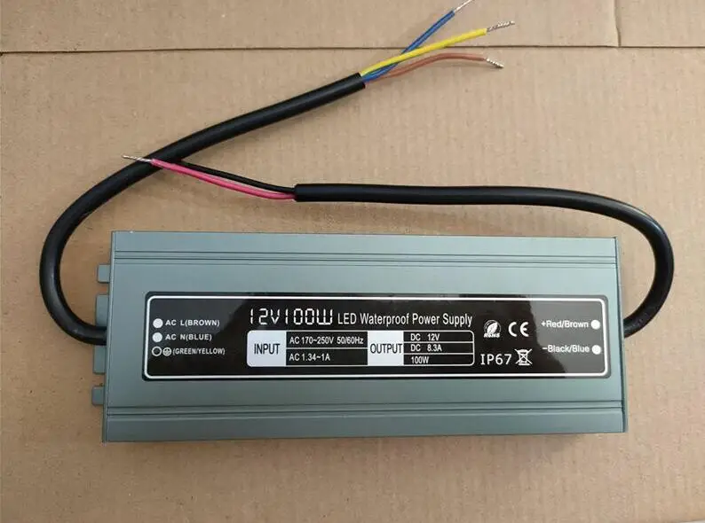 

12V 100W Constant Voltage LED Driver 100W Power Supply DC12V,AC90-130V/AC180-250V Input,Waterproof IP67