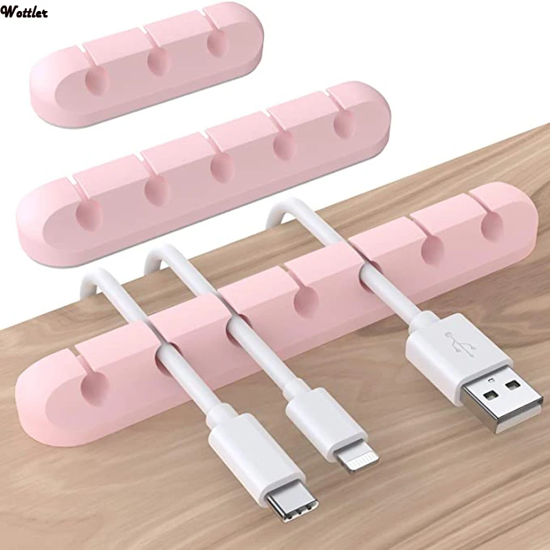 Cable Holder Clips 5Pcs Cable Management Cord Organizer Clips Silicone Self Adhesive for Desktop USB Charging Cable Nightsta