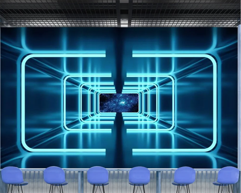 beibehang Customized modern new TV company front desk hotel industrial wind technology film papier peint television wallpaper