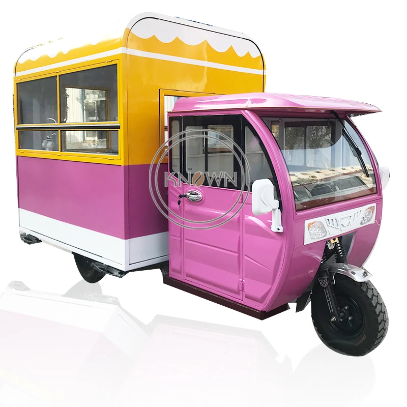 Cheaper Electric Food Tricycle Cart Custom Food Trailers Fully Equipped Mobile Bar Pizza Hot Dog Tricycle