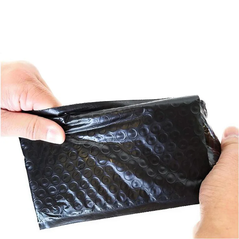 Sobres acolchados de burbujas de polietileno Negro, bolsa de correo autosellada de 12x18cm, 4x8 pulgadas, 10 unidades, #000