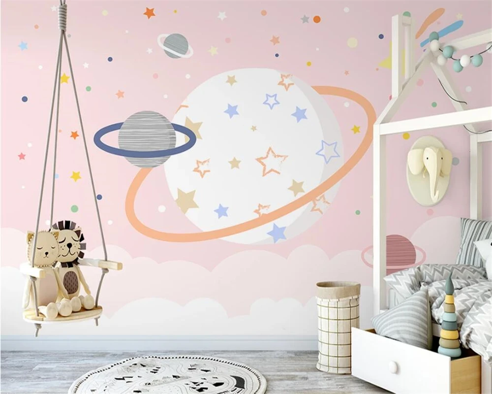 beibehang Custom Nordic hand-painted cloud starry sky children's room bedroom background papel de parede 3d wallpaper