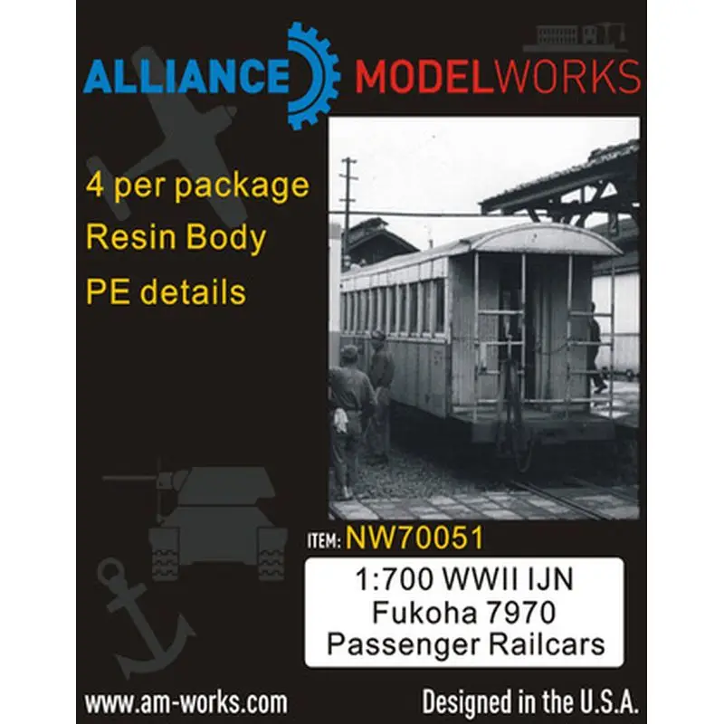 AM-WORKS NW70051 1/700 WWII IJN Fukoha 7970 Passanger Railcars (4pcs) - Upgrade Detail Set