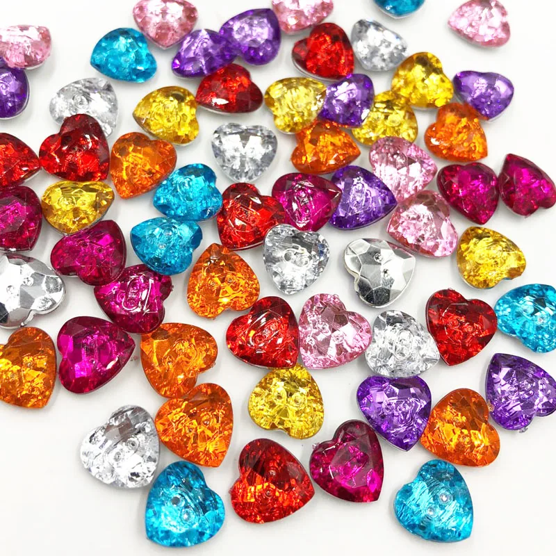 50 pcs Acrylic Rhinestone FlatBack Heart stones and crystals Clothing crafts