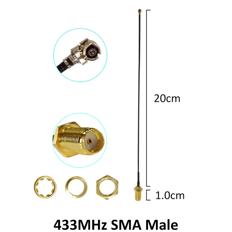 433MHz antenna lora 3dBi SMA Male Connector antenne 433 mhz  IOT directional antena +21cm RP-SMA to ufl./ IPX 1.13 Pigtail Cable