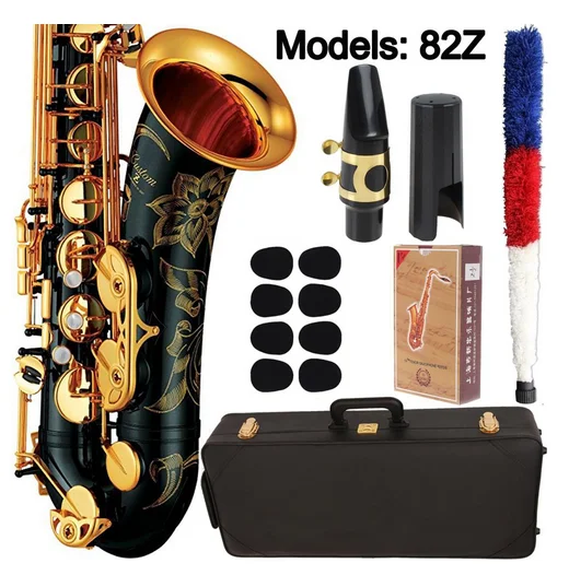 Music Fancier Club Tenor Saxophone 82Z Black Lacquer Case Sax Tenor Mouthpiece Ligature Reed Neck Musical Instrument Accessories