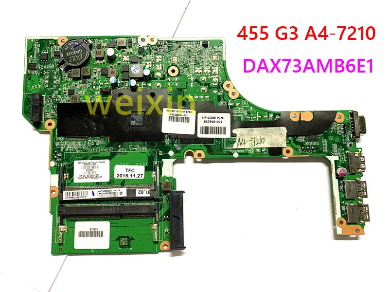 Laptop Motherboard For HP 828435-001 828435-501 828435-601 455 G3 A4-7210 DAX73AMB6E1 X73A 100% working