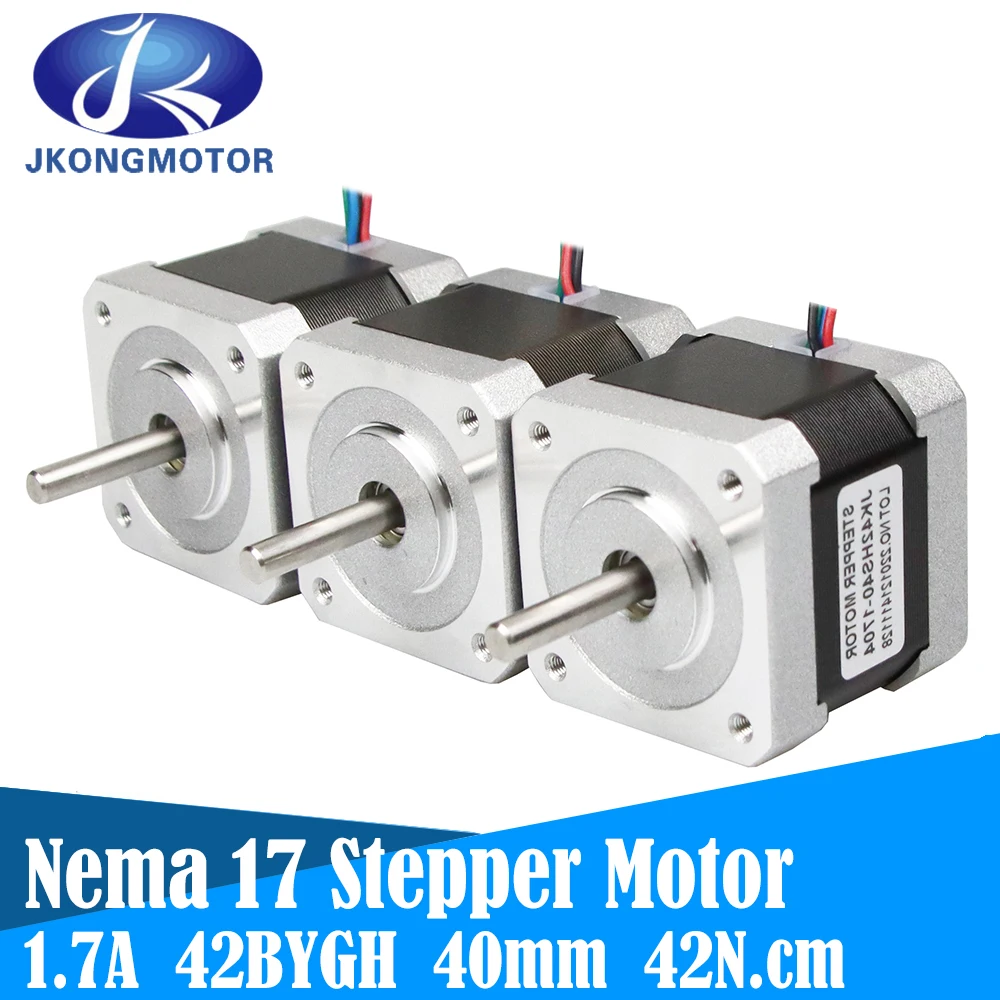 

Jkongmotor 40mm Nema17 Stepper Motor 42 motor Nema 17 motor 42BYGH 1.7A 42N.cm (17HS4401) motor 4-lead with wire for 3D printer